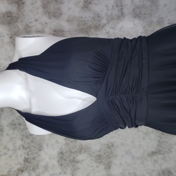 Forever 21 Sheer Layered Black Knee Length Halter Dress Size Medium - Picture 3 of 15